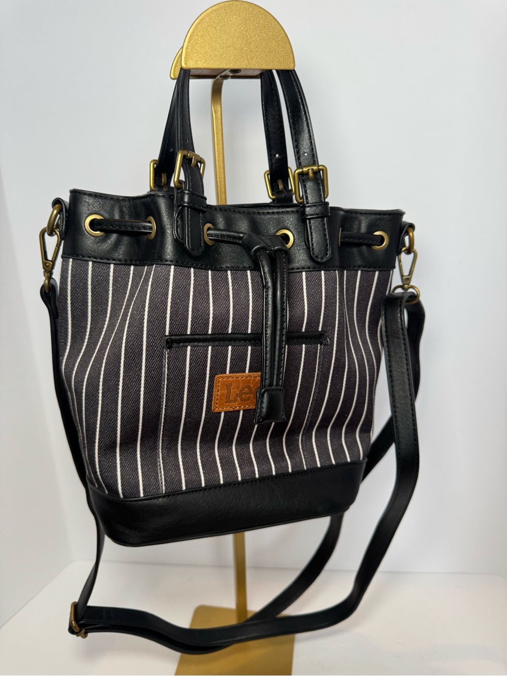 Montana West × Lee Women's Stripe Canvas Drawstring Bucket Bag!